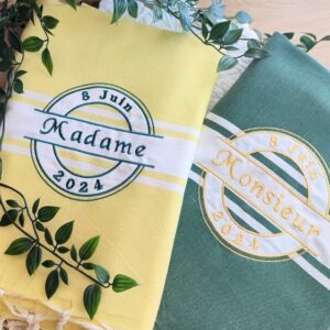 duo de fouta vert et jaune